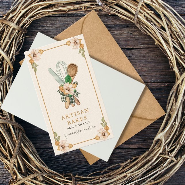 Tarjeta De Visita Panadería de hormigón rosa y de plástico y utensil (Subido por el creador)