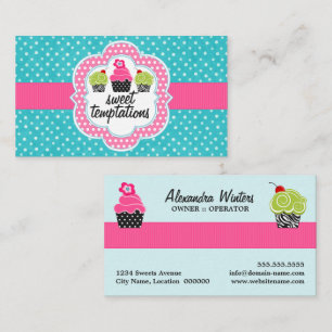 Tarjeta De Visita Panadería de la magdalena del lunar de la turquesa