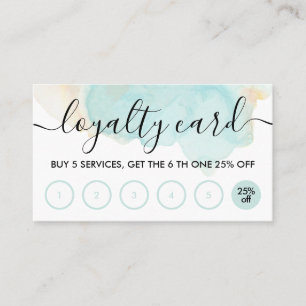 Tarjeta De Visita Panadería de lealtad ombre simple azul turquesa ma