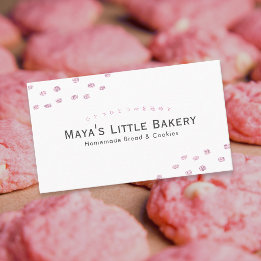 Tarjeta De Visita Panadería de lunares con brillo rosa minimalista