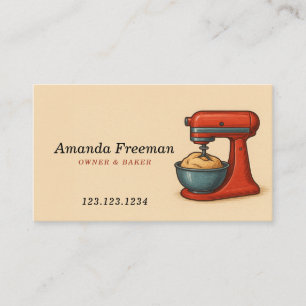 Tarjeta De Visita Panadería de mezclador de base roja vintage