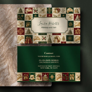 Tarjeta De Visita Panadería de Navidad Borgoña Verde Dorado
