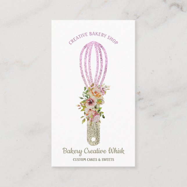 Tarjeta De Visita Panadería de oro brillante de Whisk (Anverso)