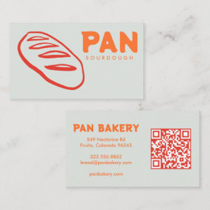 Tarjeta De Visita Panadería de pan Sourdough QR personalizado Dibuja
