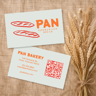 Tarjeta De Visita Panadería de pan Sourdough QR personalizado Dibuja