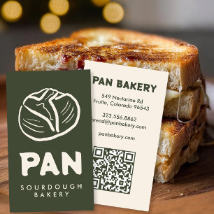 Tarjeta De Visita Panadería de pan Sourdough QR personalizado Dibuja