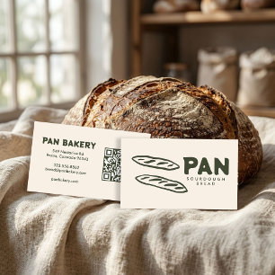 Tarjeta De Visita Panadería de pan Sourdough QR personalizado Dibuja