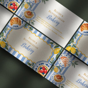 Tarjeta De Visita Panadería de Pasta de Limón con Franja Azul