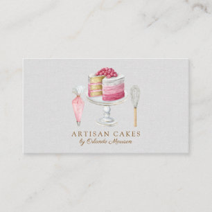 Tarjeta De Visita Panadería de Pastel Elegante Acuarela Pastel