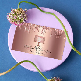 Tarjeta De Visita Panadería de pastelería Rosa Oro Purpurina de cobr