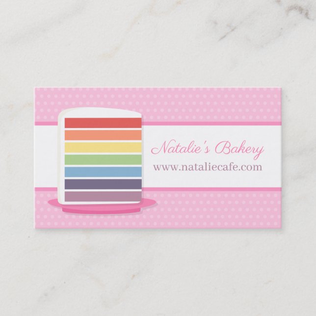 Tarjeta De Visita Panadería de pasteles de arcoiris coloridos (Anverso)
