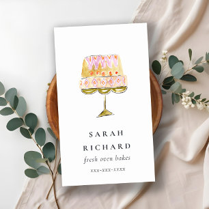 Tarjeta De Visita Panadería de pasteles de color pastel mínimo