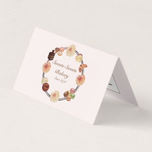 Tarjeta De Visita Panadería de pasteles de dulces rosados de moda