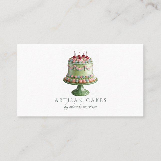 Tarjeta De Visita Panadería de Pasteles Elegantes (Anverso)
