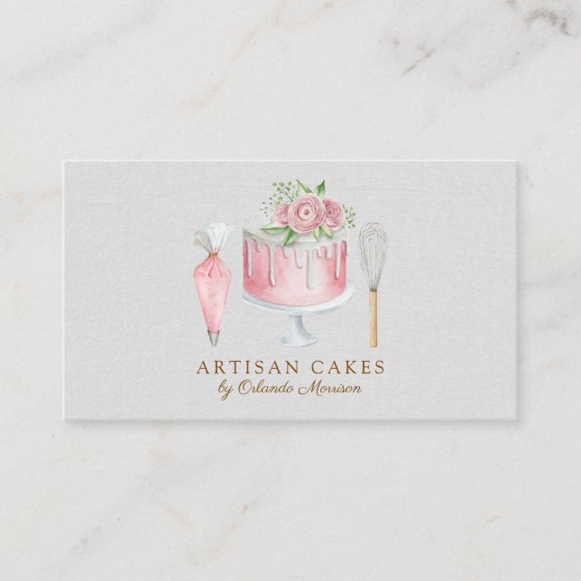 Tarjeta De Visita Panadería de Pasteles Elegantes (Anverso)