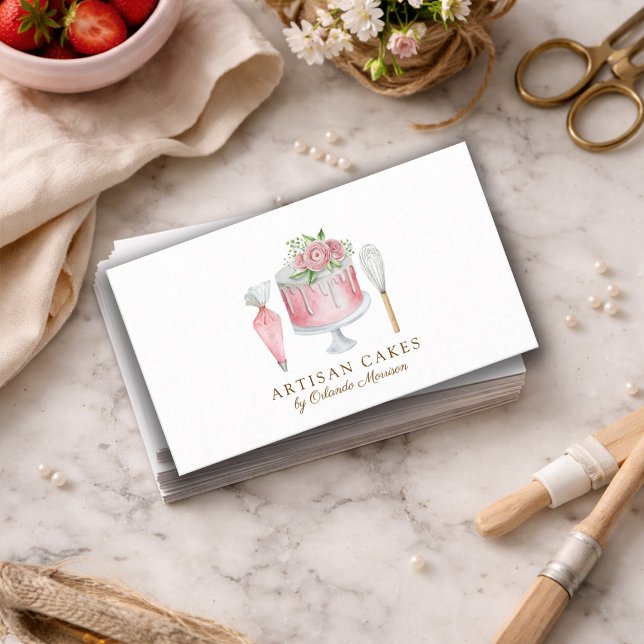 Tarjeta De Visita Panadería de Pasteles Elegantes (Subido por el creador)