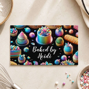 Tarjeta De Visita Panadería de pasteles y dulces Purpurinas holográf