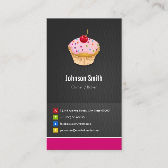 Tarjeta De Visita Panadería de pastelitos dulces - Creativo innovado (Anverso)