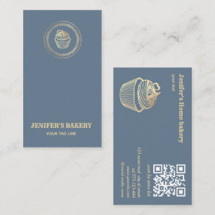 Tarjeta De Visita Panadería de quequitos de Relieve metalizado de or