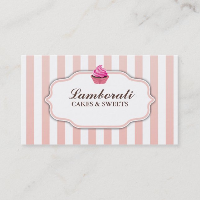 Tarjeta De Visita Panadería de quequitos Rosa Cute Elegante Moderno (Anverso)