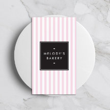 Panadería de Rayas Retro Rosa y Blanco