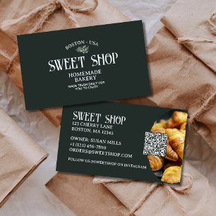 Tarjeta De Visita Panadería de repostería de código QR de guión anti