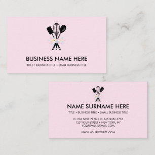 Tarjeta De Visita panadería de repostería mínima rosa Pizzería