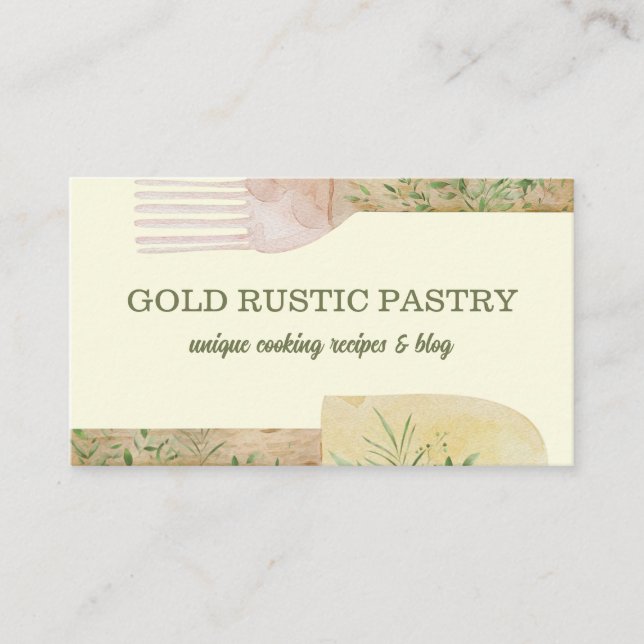 Tarjeta De Visita panadería de Repostería Rústica Amarilla (Anverso)