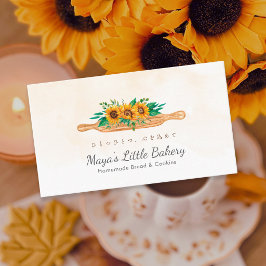Tarjeta De Visita Panadería de Rodillo de Girasol Elegante