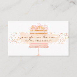 Tarjeta De Visita Panadería de Tarta Floral Naranja Brillante