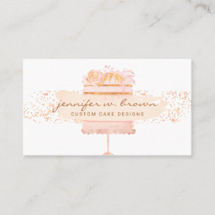 Tarjeta De Visita Panadería de Tarta Floral Naranja Brillante