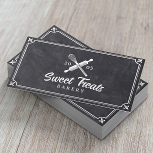 Tarjeta De Visita Panadería de Torta Cupcake Bigote Vintage Logo Piz