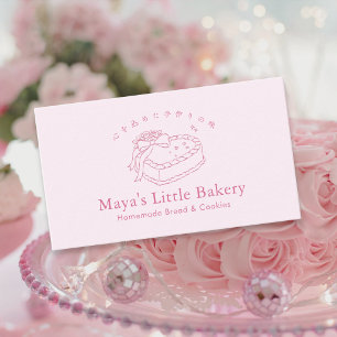 Tarjeta De Visita Panadería de Torta de Corazón Rosa Coquette