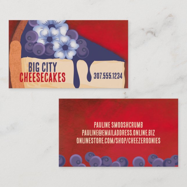 Tarjeta De Visita Panadería de torta de queso de arándano boda de ho (Anverso / Reverso)
