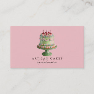 Tarjeta De Visita Panadería de Torta Rosa Elegante
