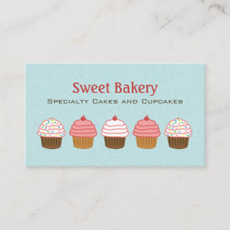 Tarjeta De Visita Panadería de tortas azules y rosas Aqua