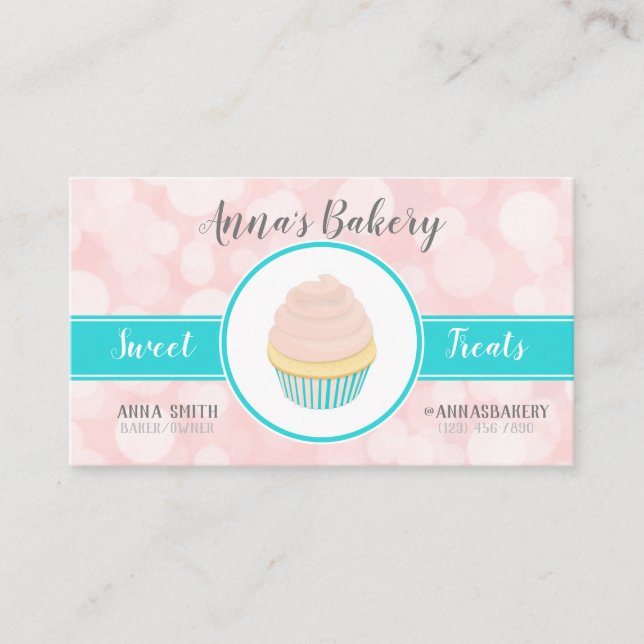 Tarjeta De Visita Panadería de tortas rosadas (Anverso)