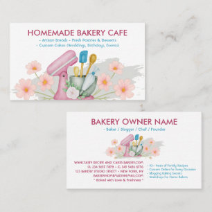 Tarjeta De Visita Panadería de utensilios de cocina y repostería ros