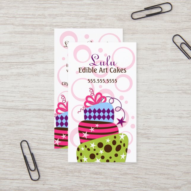 Tarjeta De Visita Panadería del arte de la torta (Anverso/Reverso In Situ)