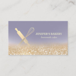 Tarjeta De Visita panadería del chef de bizcochos de oro con rodillo