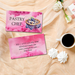 Tarjeta De Visita Panadería del chef pastelero de oro Confetti rosad