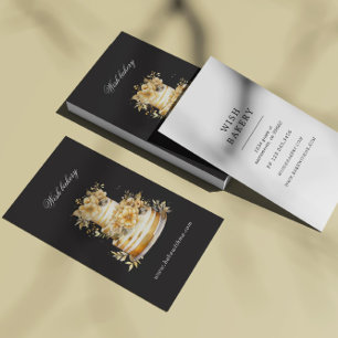 Tarjeta De Visita Panadería dorada de tres niveles vertical