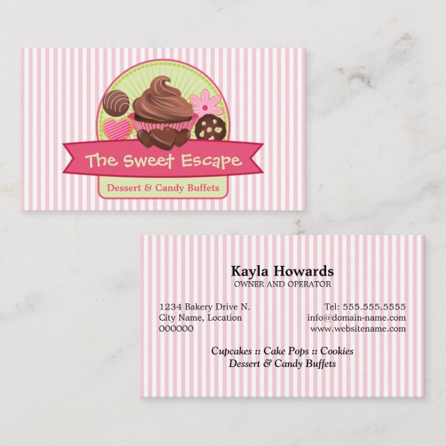 Tarjeta De Visita Panadería dulce de los postres (Anverso / Reverso)