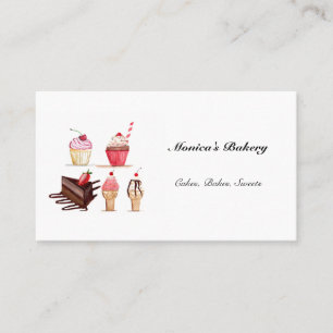 Tarjeta De Visita Panadería dulce pasteles pasteles helados rosa