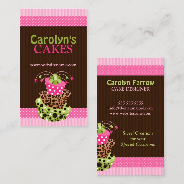 Tarjeta De Visita Panadería elegante de la torta del arte (Anverso / Reverso)