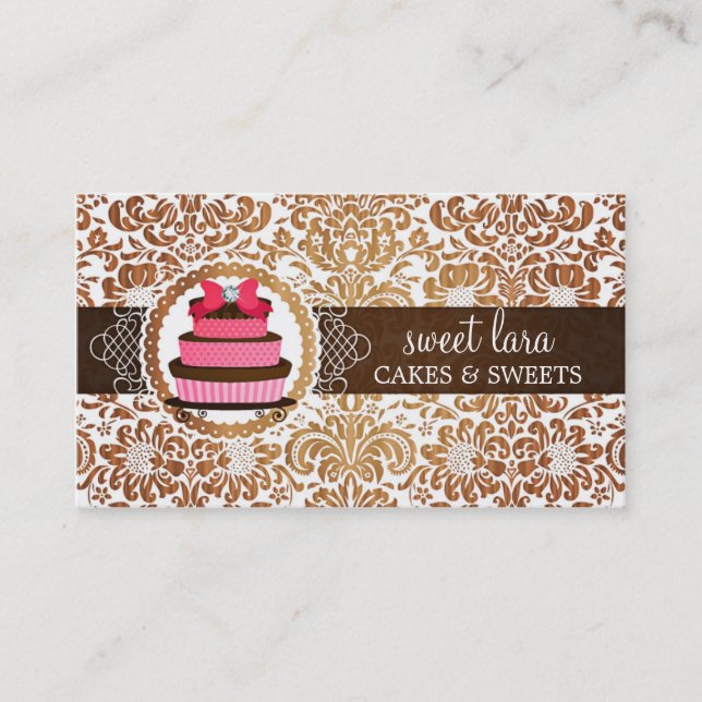 Tarjeta De Visita Panadería elegante del diamante de la torta del (Anverso)