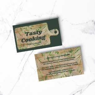 Tarjeta De Visita Panadería Floral Carnicero chef de cocina verde sa