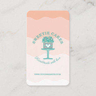 Tarjeta De Visita Panadería Floral Pastel y logotipo Stand Ombre Ros