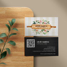 Panadería floral Rolling Pin Patisserie QR CODE Bu