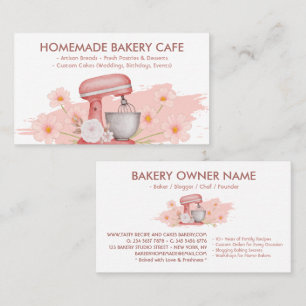 Tarjeta De Visita Panadería Floral Rosa Sencilla